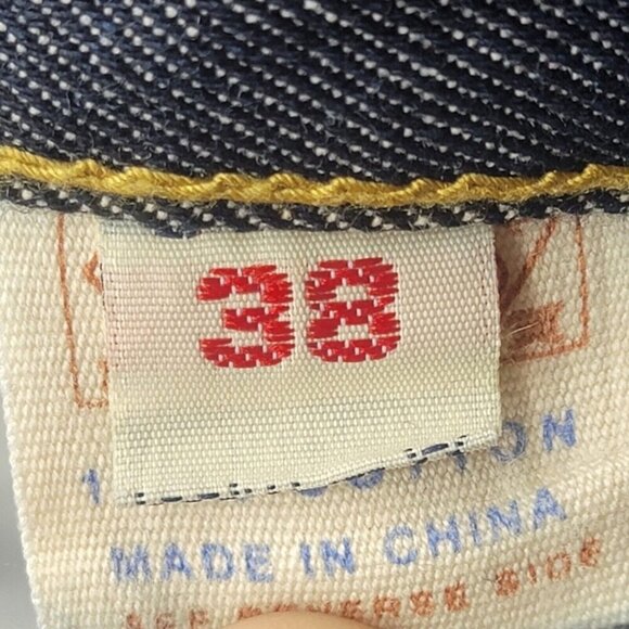 EVISU Jeans Men 38 Blue Paris Denim Vintage Art To Wear Baggy Hip Hop Y2K artsy - Picture 9 of 11